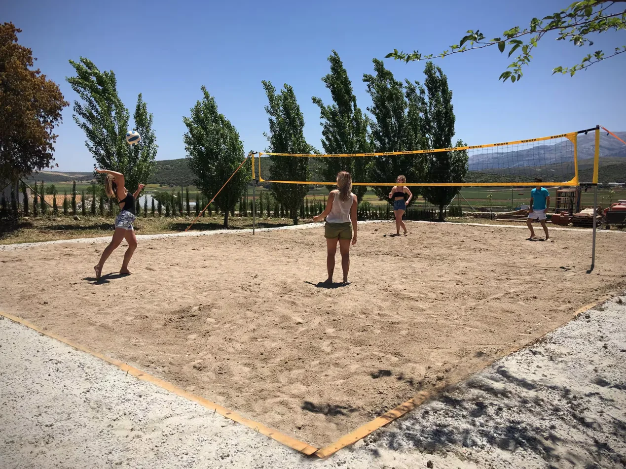 Beach volleyball court in the garden